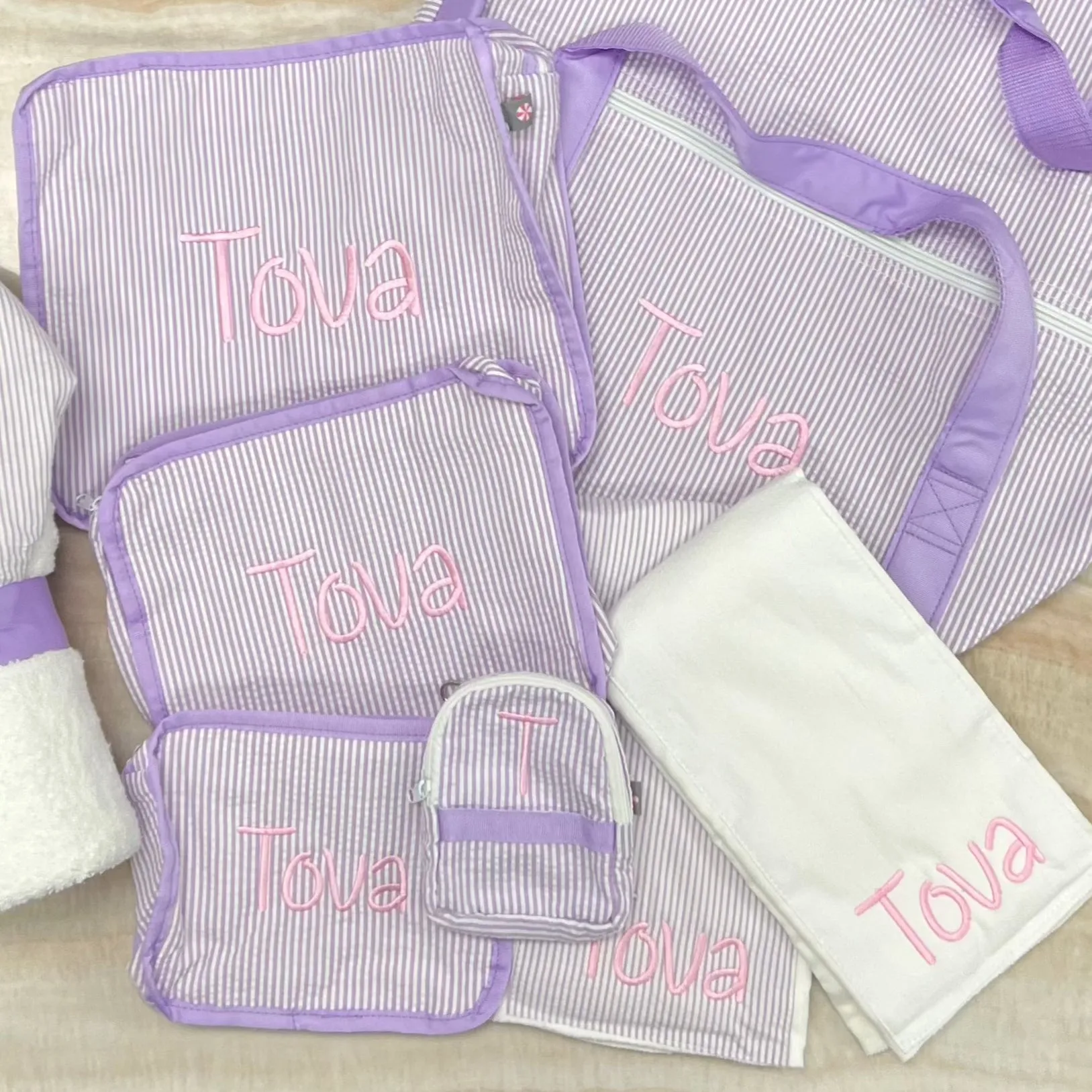 Personalized Seersucker Lilac Teeny Tiny Backpack