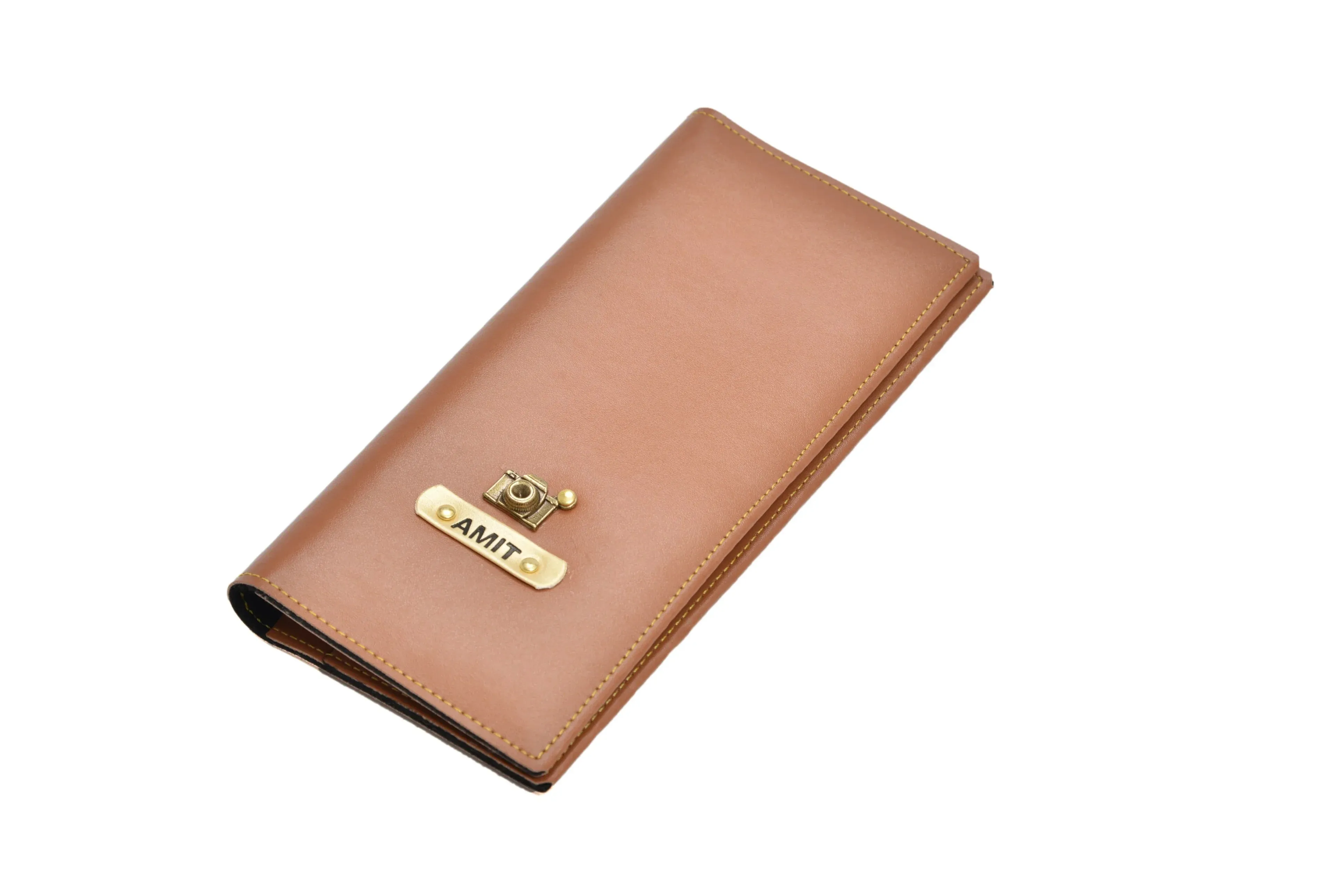 Personalized Travel Organizer Vegan Leather - Tan