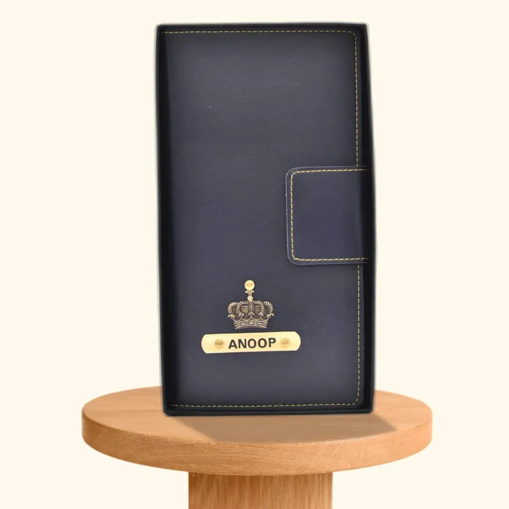 Personalized Travel Wallet (Buttoned) - Royal Blue