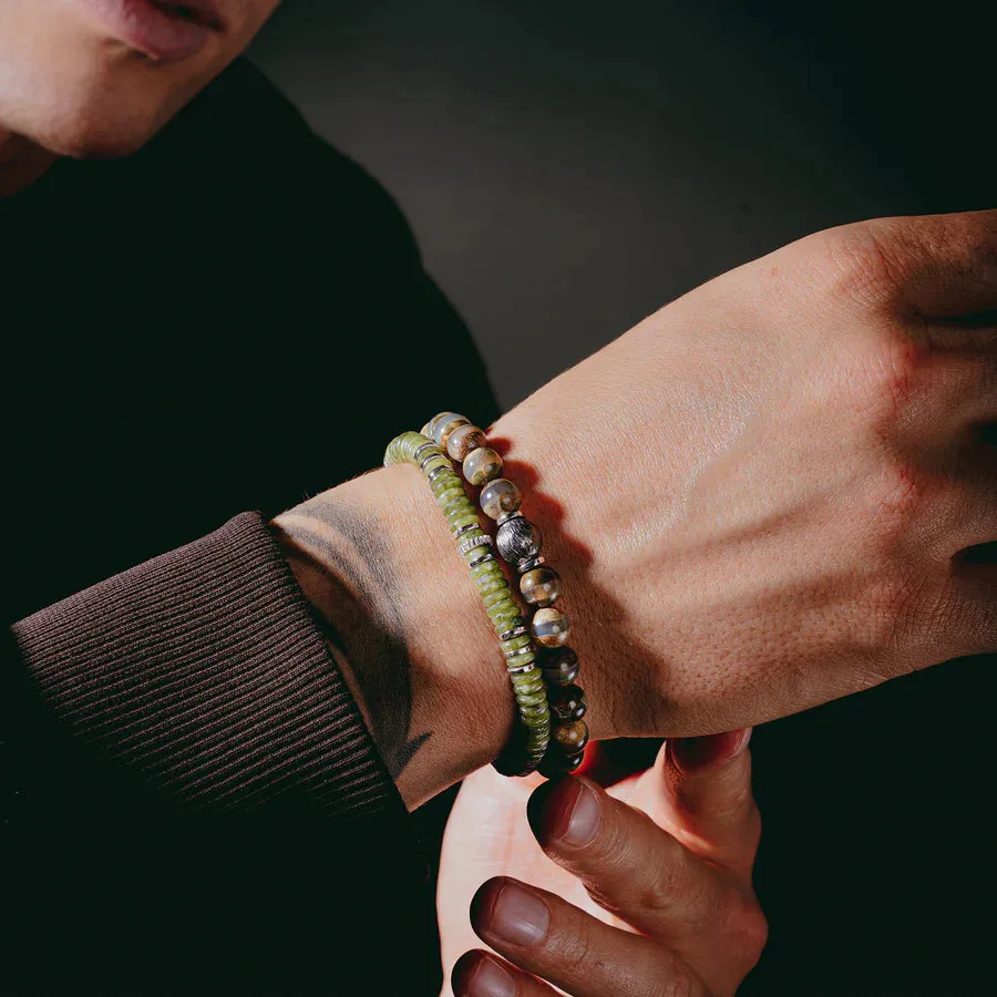 Positano Bracelet In Green With Rhodium Plated Silver
