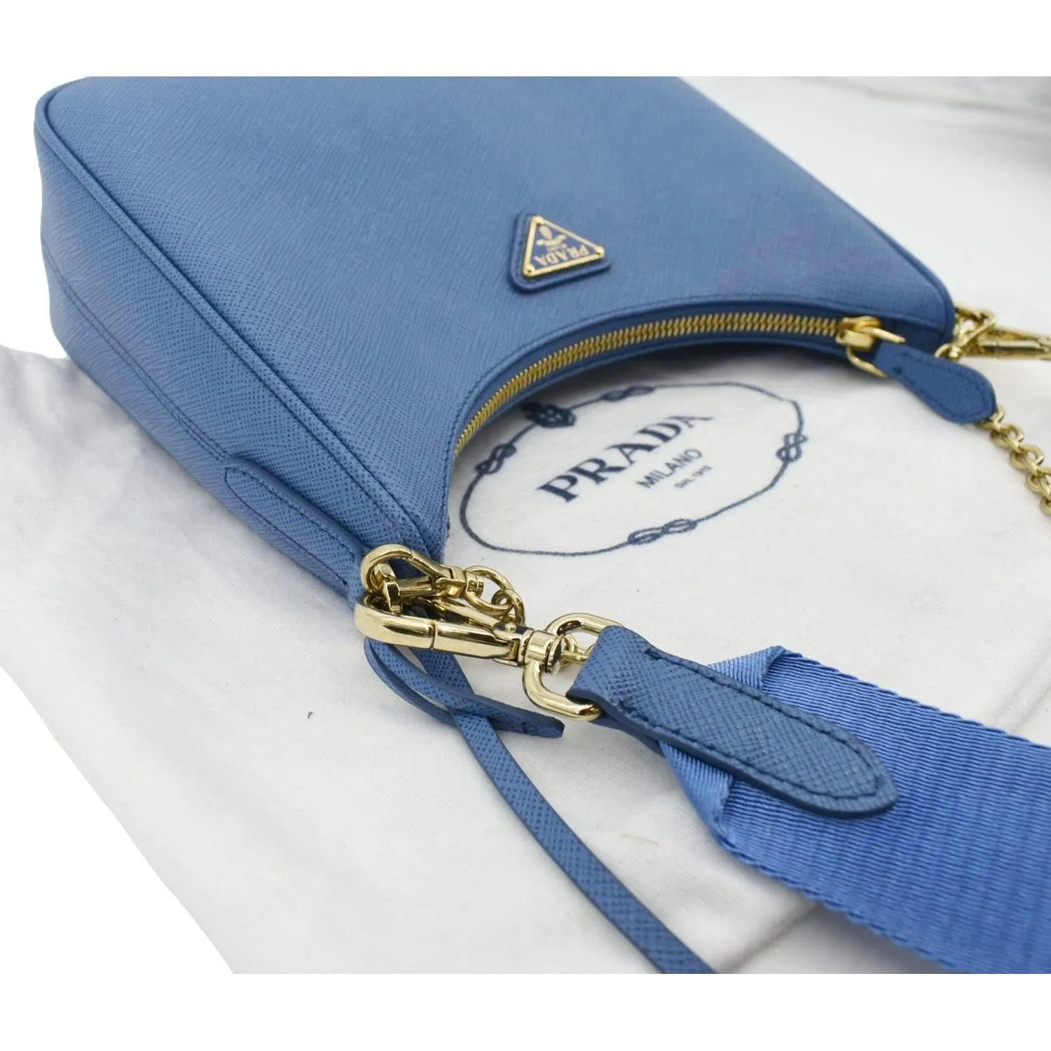 PRADA Re-Edition 2005 Saffiano Leather Shoulder Bag Blue