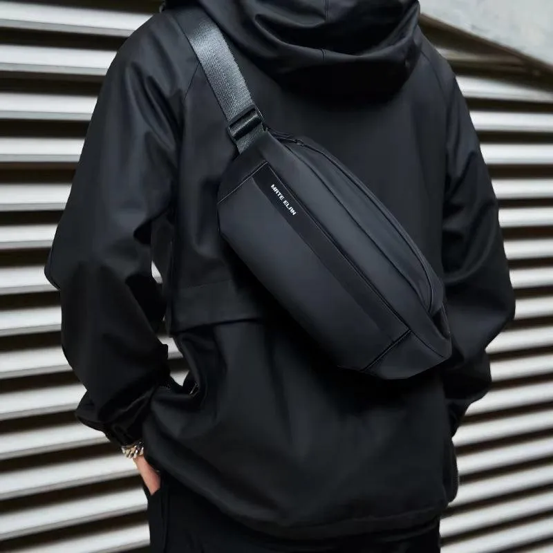 Premium Crossbody Bag with Magnetic Buckle, Fashion Waterproof Sling Bag Black Shoulder Bag for Men Travel Sport