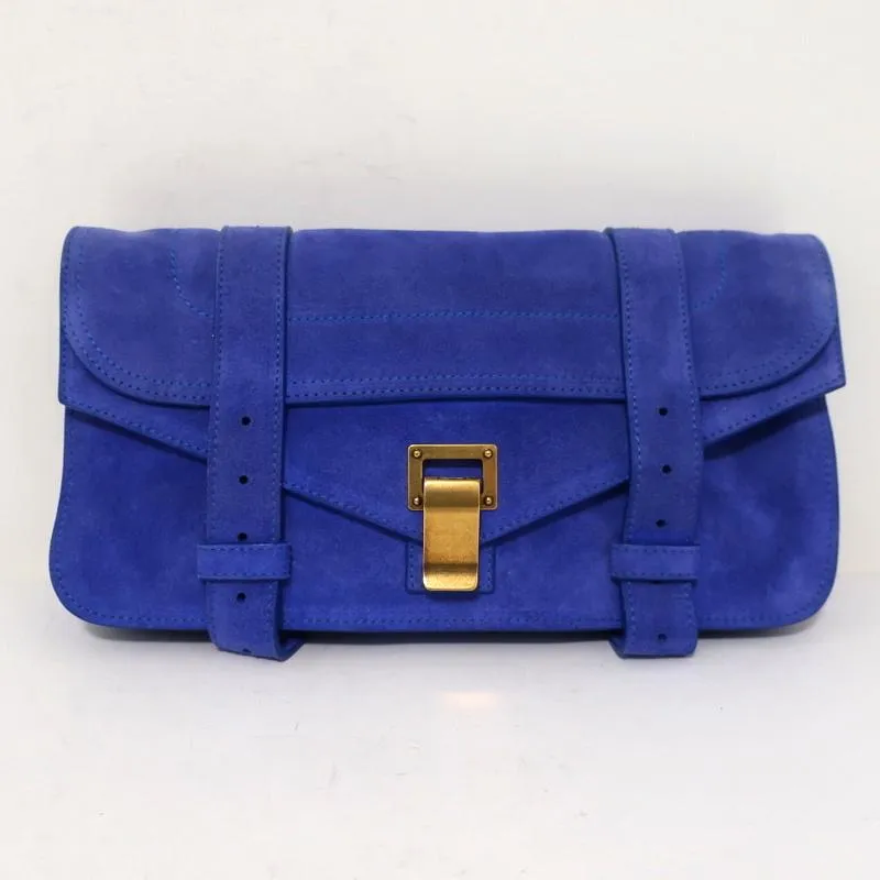 Proenza Schouler PS1 Pochette Clutch Purple-Blue Suede Small Bag