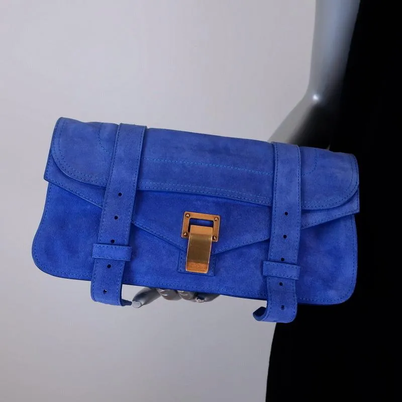 Proenza Schouler PS1 Pochette Clutch Purple-Blue Suede Small Bag
