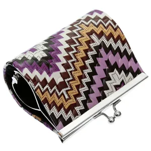 Purple Faux Leather Chevron Kisslock Coin Purse