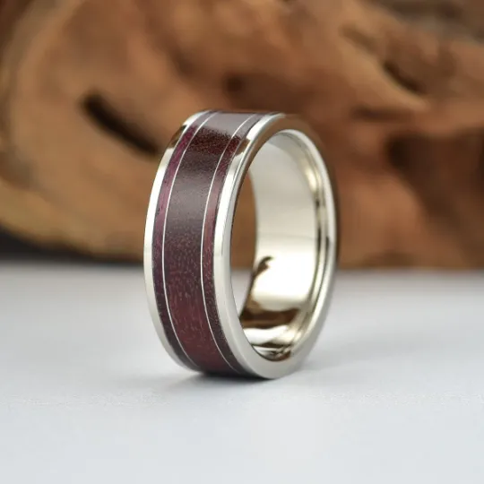 Purple Heartwood Tungsten Men's Wedding Band 8MM