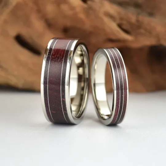 Purple Heartwood Tungsten Men's Wedding Band 8MM