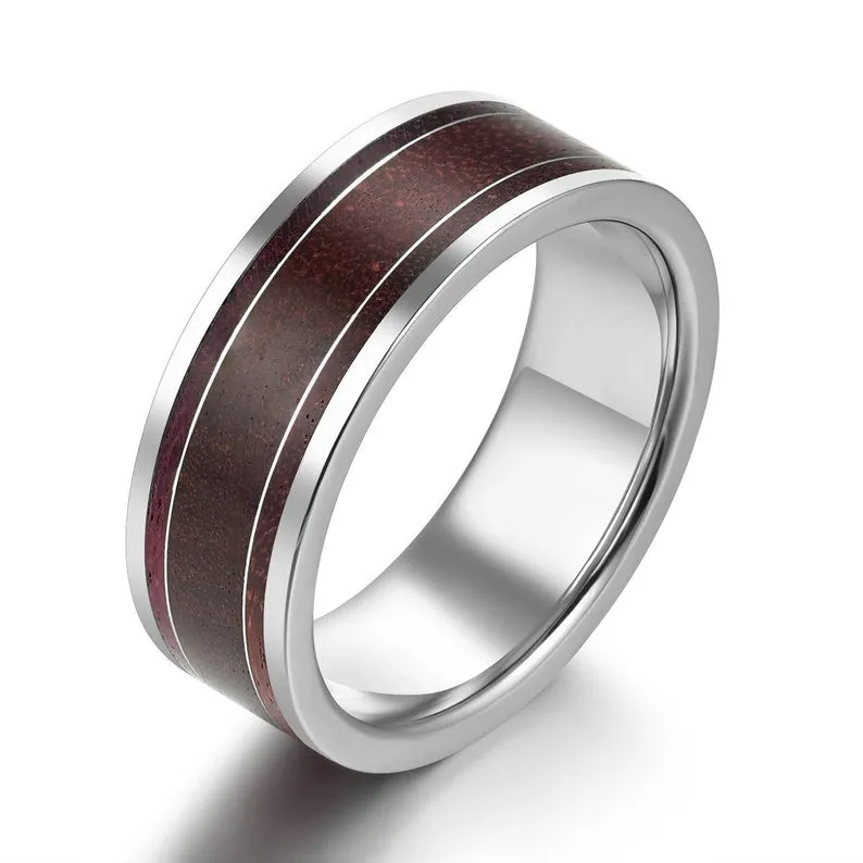 Purple Heartwood Tungsten Men's Wedding Band 8MM