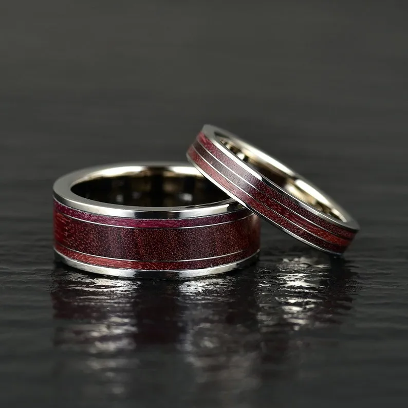 Purple Heartwood Tungsten Men's Wedding Band 8MM