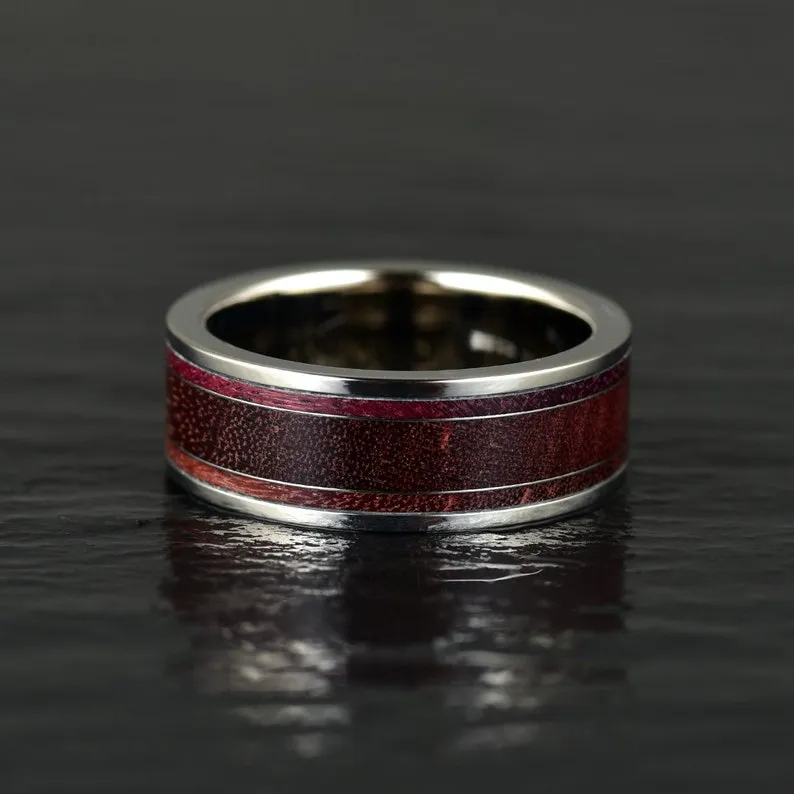 Purple Heartwood Tungsten Men's Wedding Band 8MM