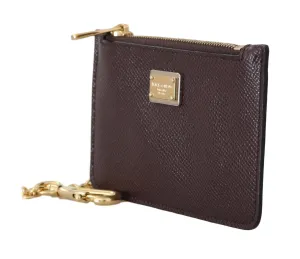 Purple Leather Coin Card Key Zipper Clutch Wallet