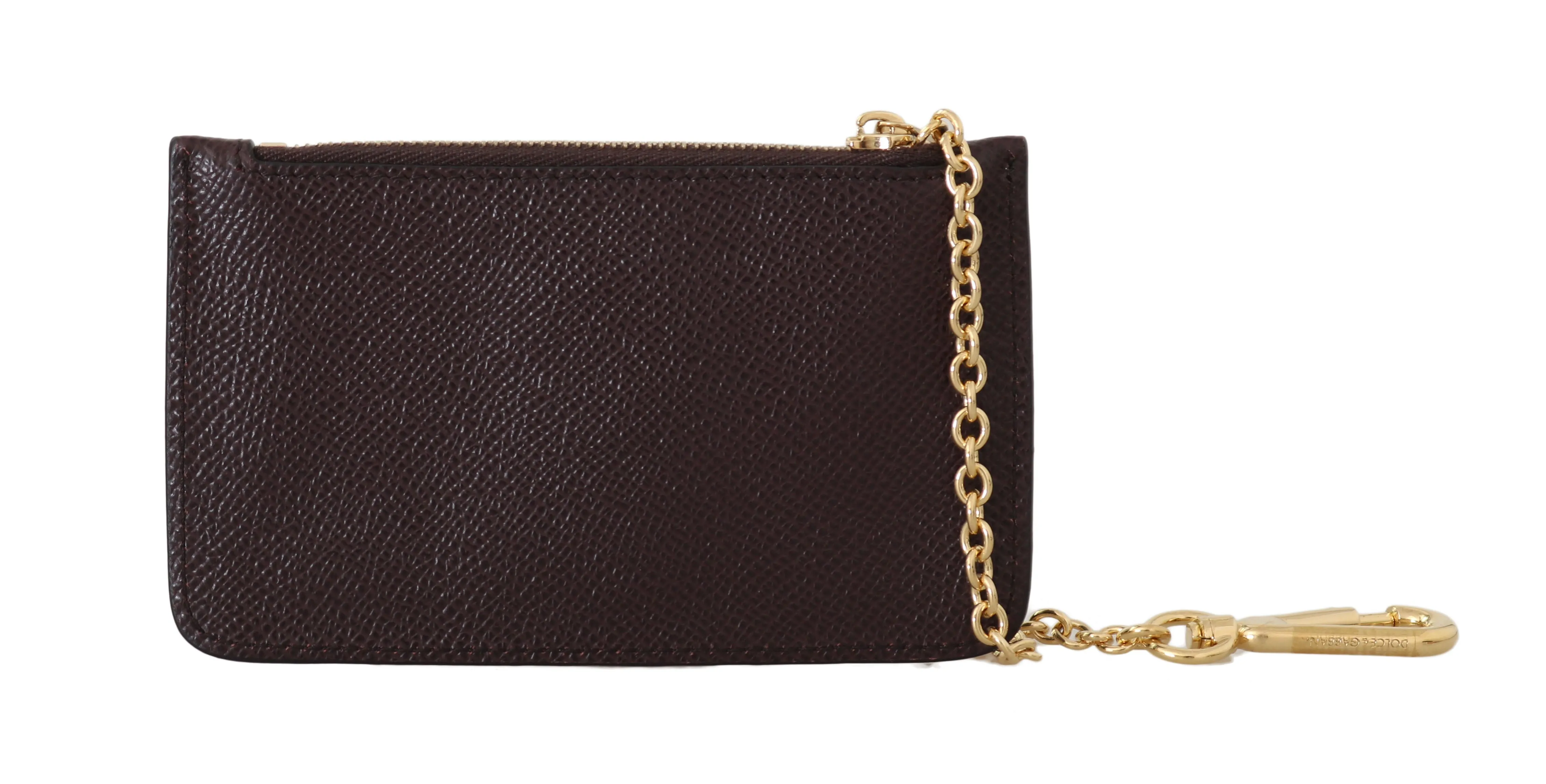 Purple Leather Coin Card Key Zipper Clutch Wallet
