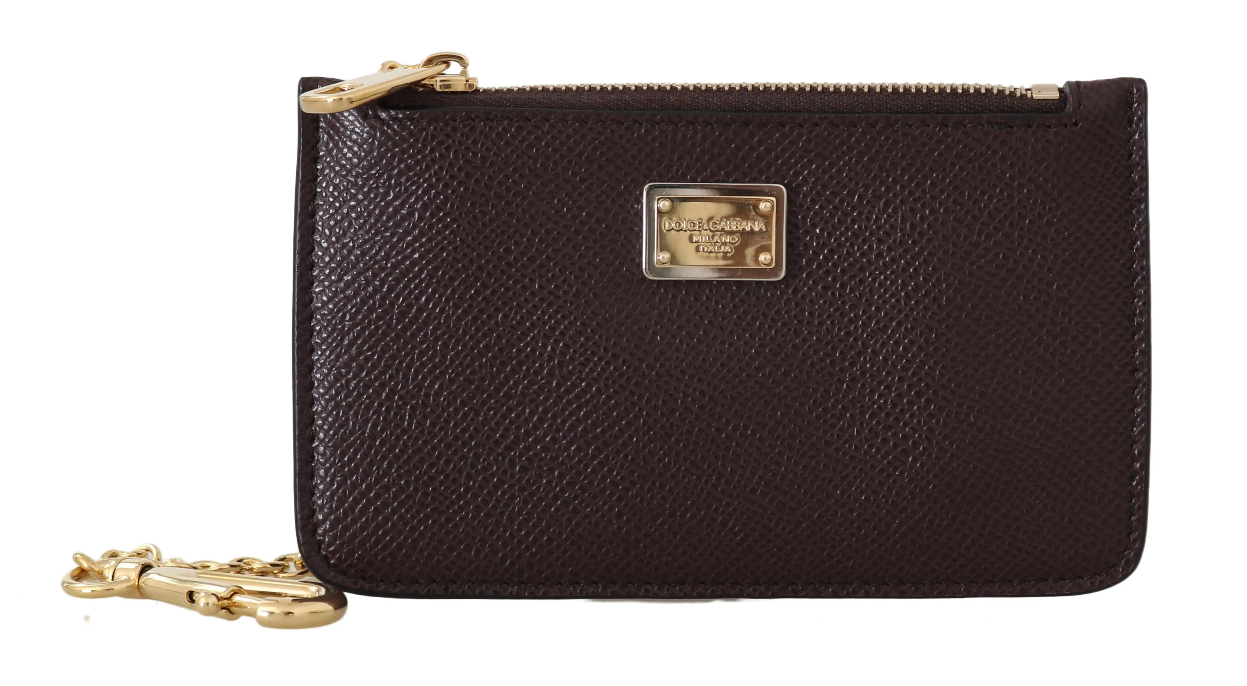 Purple Leather Coin Card Key Zipper Clutch Wallet