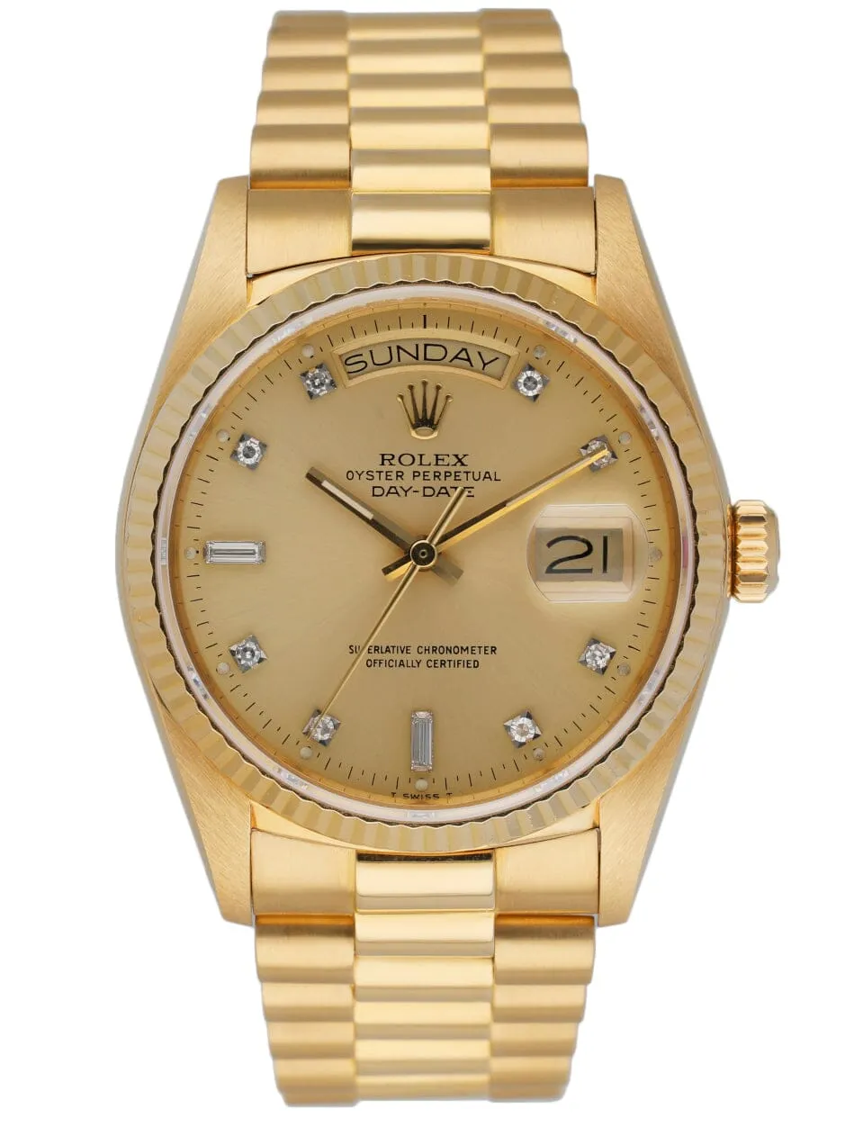 Rolex Day Date 18038 President Diamond Dial Mens Watch