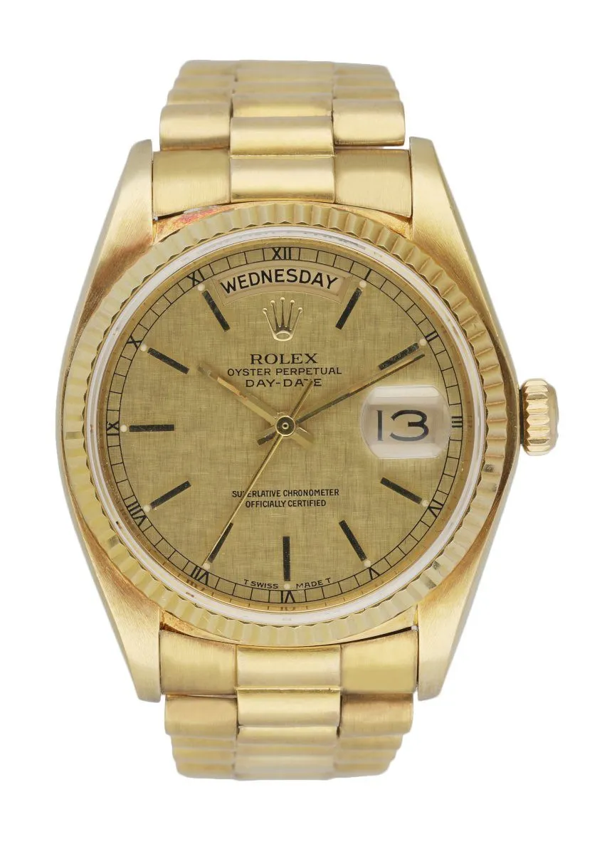 Rolex Day Date 18038 President Linen Dial Men's Watch Serial