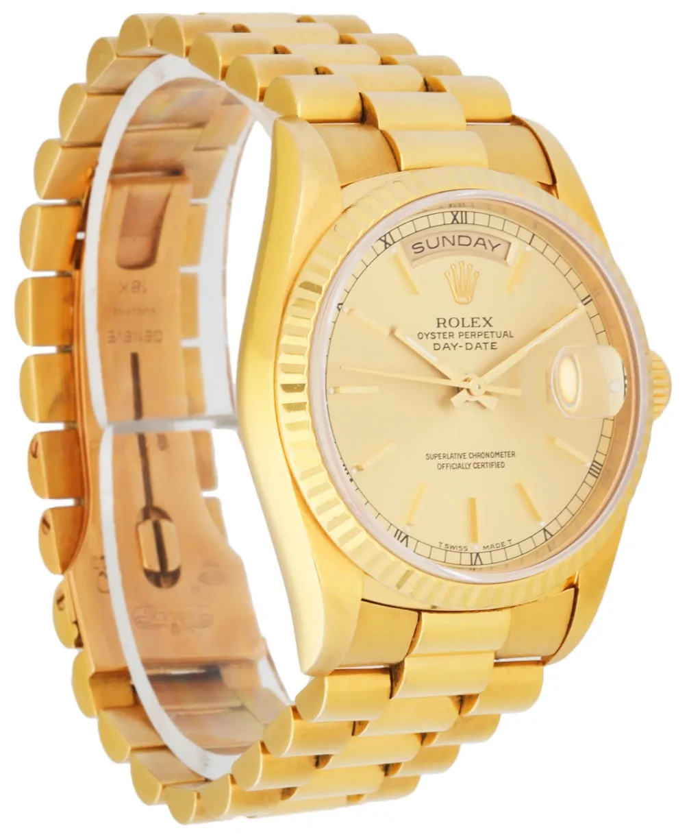 Rolex Day Date 18238 18K Yellow Gold Men's Watch Box & Papers