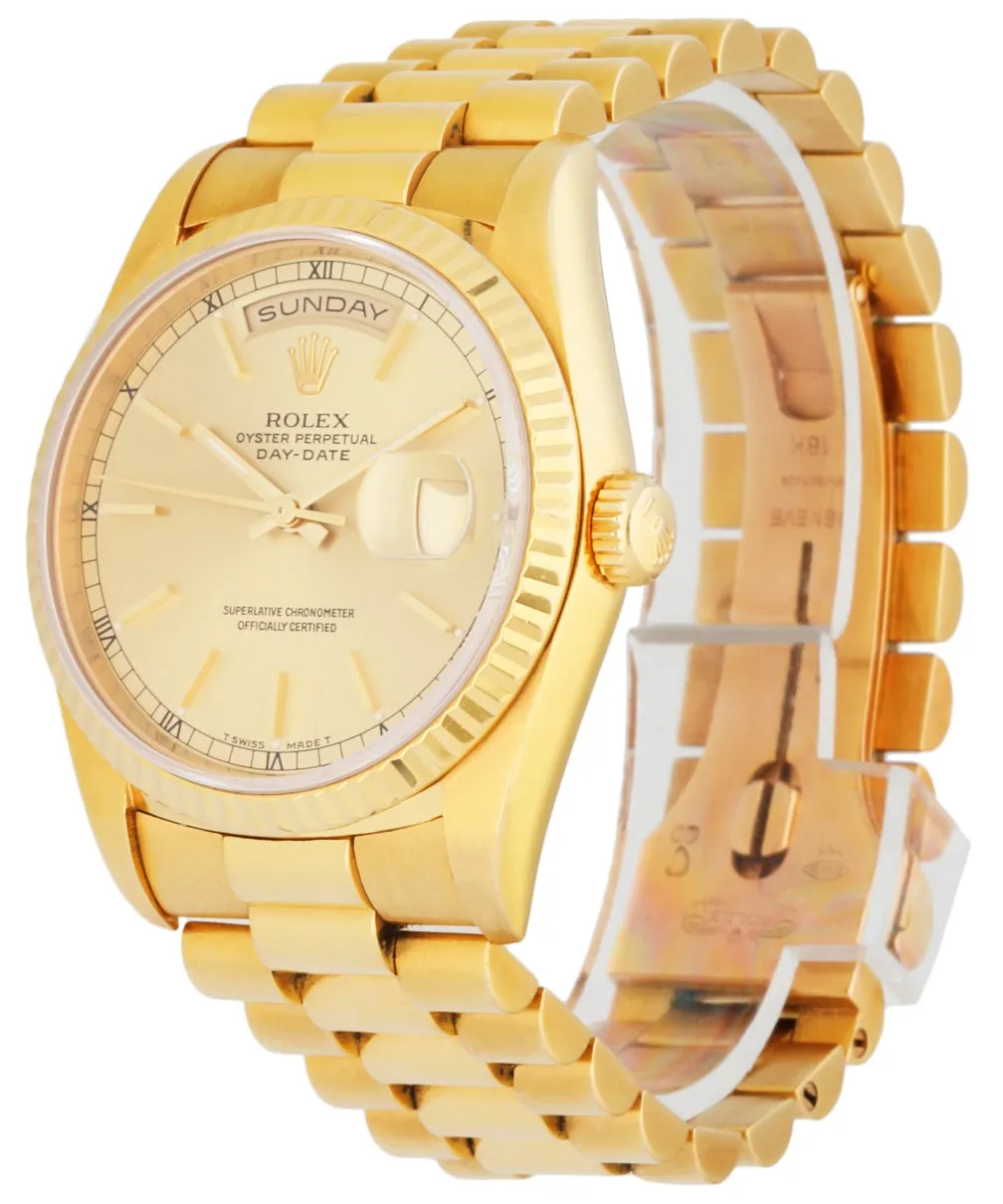 Rolex Day Date 18238 18K Yellow Gold Men's Watch Box & Papers