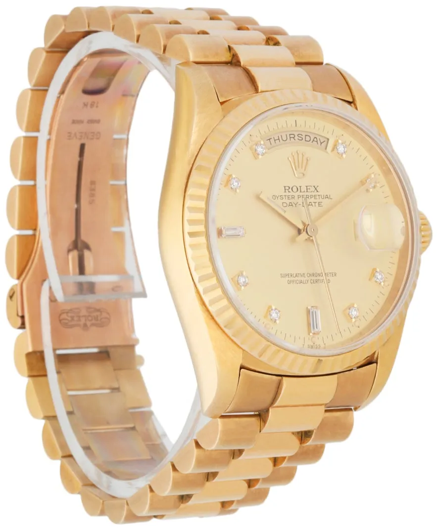 Rolex Day Date 18238 President Diamond Dial Men's Watch Box & Papers