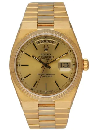 Rolex Day Date Oysterquartz 19018 18K Yellow Gold Men's Watch