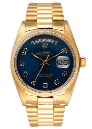 Rolex Day Date President 18038 18k Yellow Gold Anniversary Dial Men's Watch