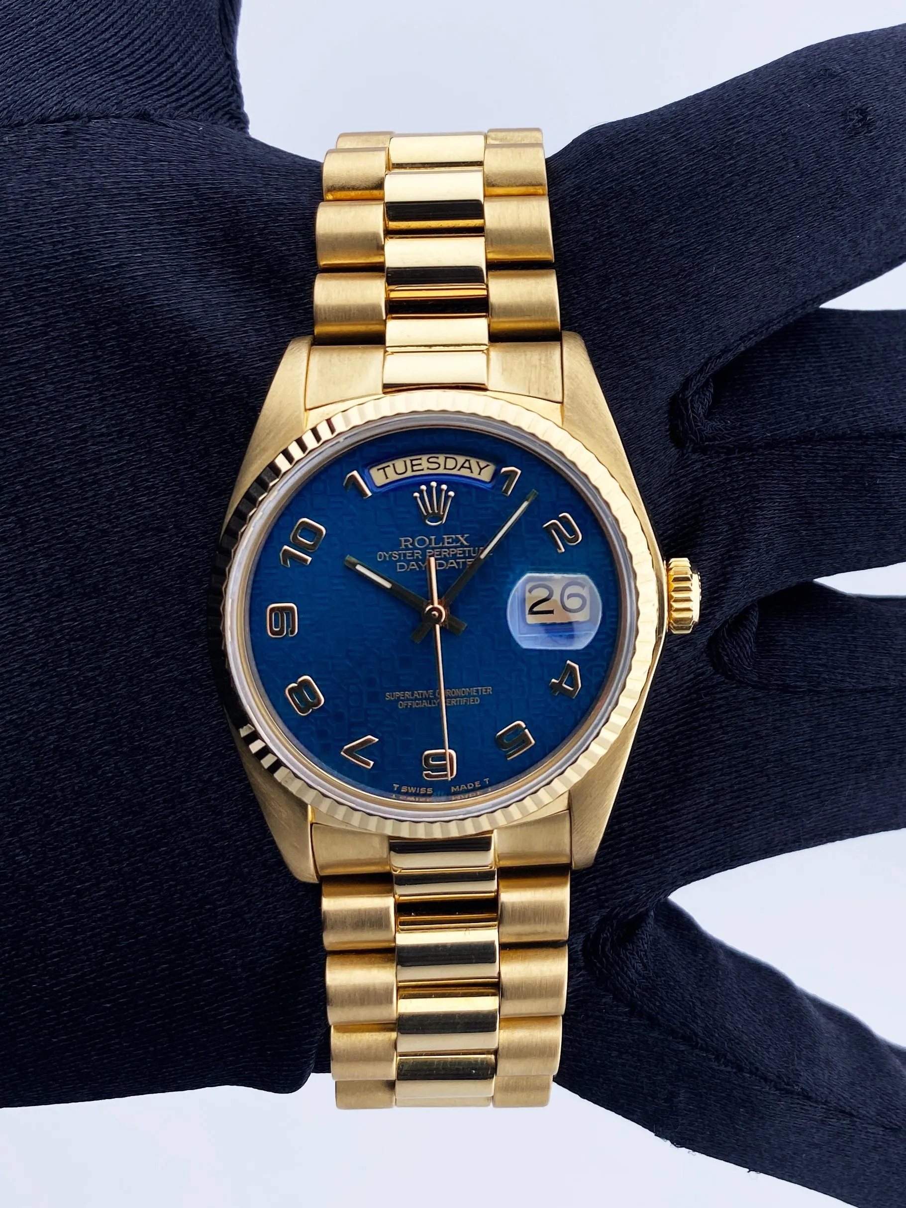 Rolex Day Date President 18038 18k Yellow Gold Anniversary Dial Men's Watch