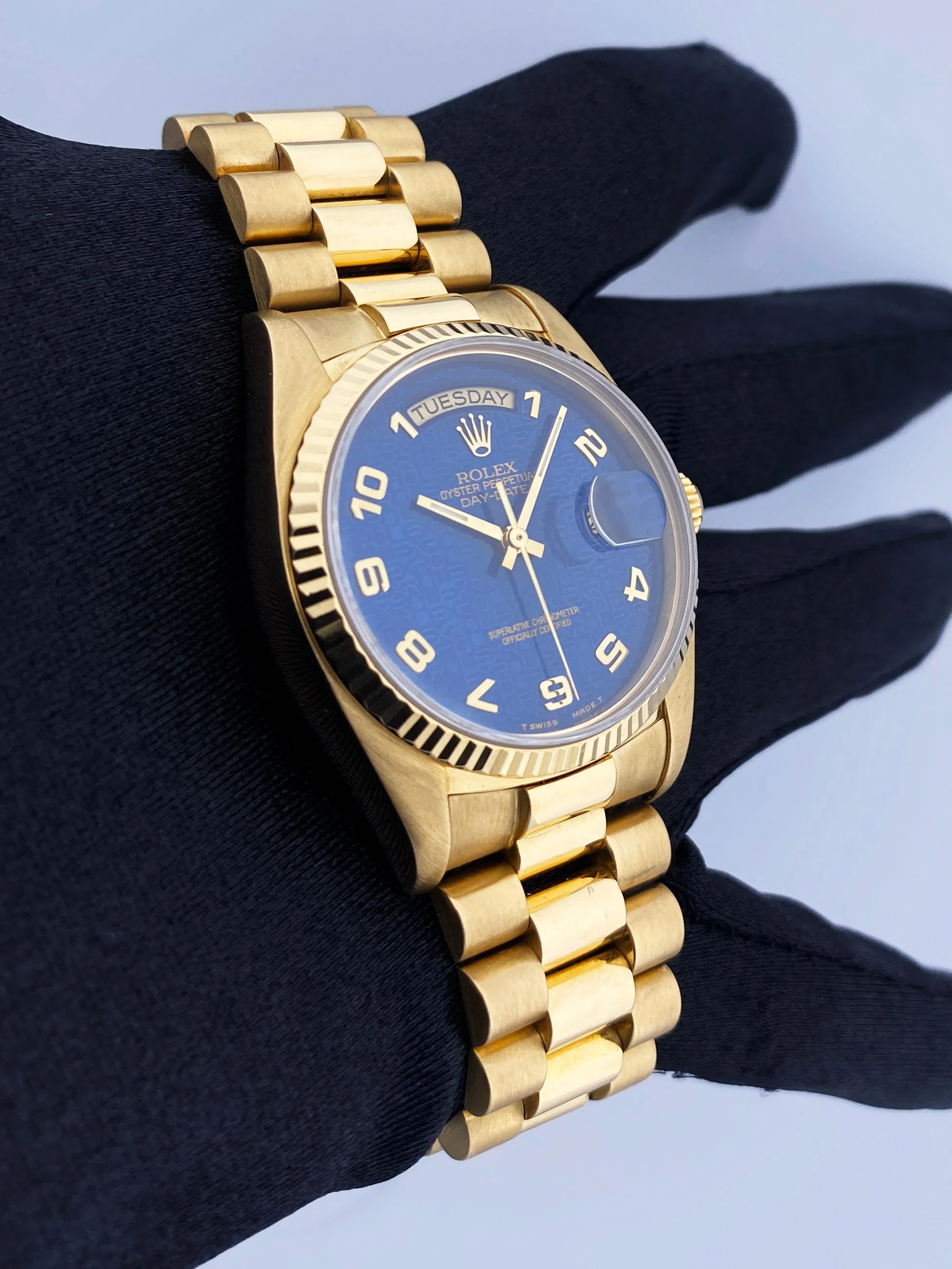 Rolex Day Date President 18038 18k Yellow Gold Anniversary Dial Men's Watch