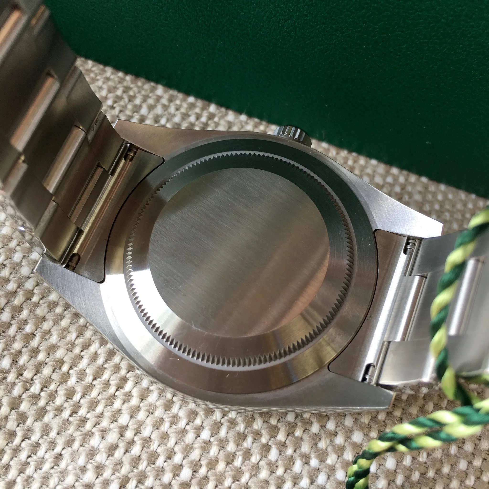 Rolex Oyster Perpetual 114300 Blue Green Stainless Steel Mens Automatic Watch