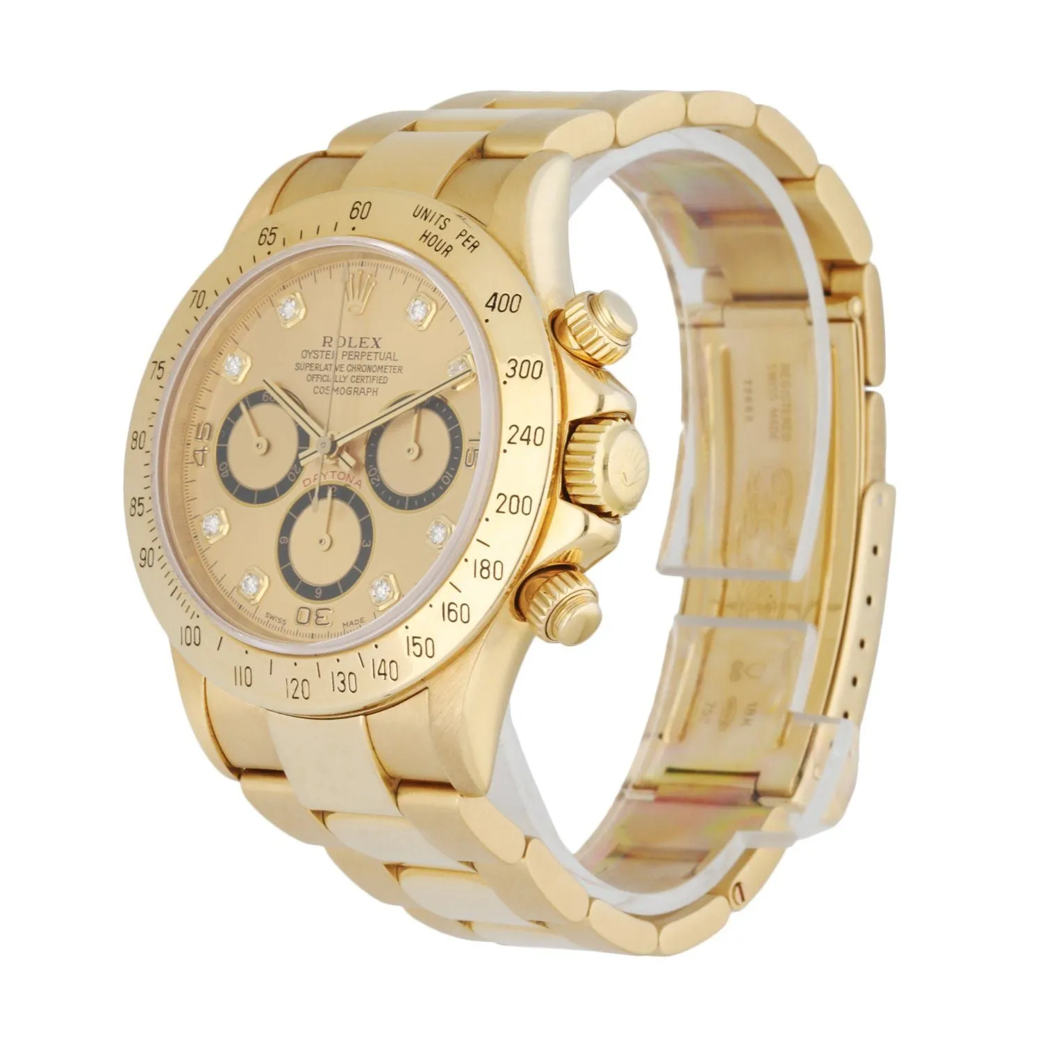 Rolex "Zenith" Daytona 16528 Diamond Dial 18K Yellow Gold Men's Watch