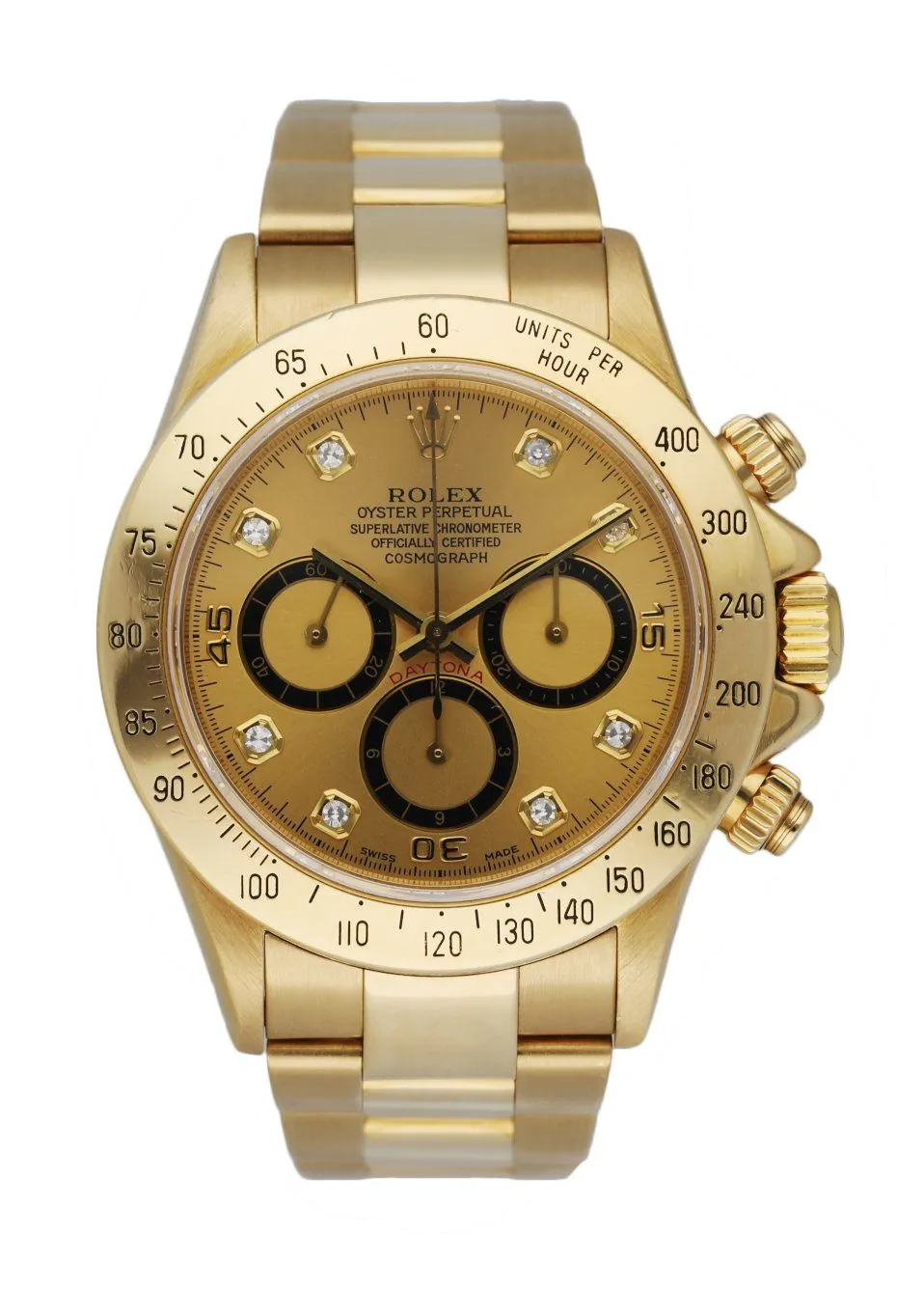 Rolex "Zenith" Daytona 16528 Diamond Dial 18K Yellow Gold Men's Watch