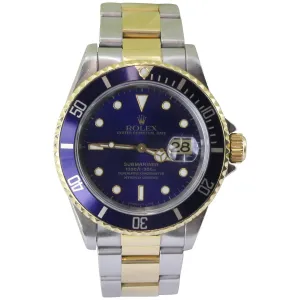 Rolex Submariner Model 16613 Oyster Stainless & 18K Gold Watch