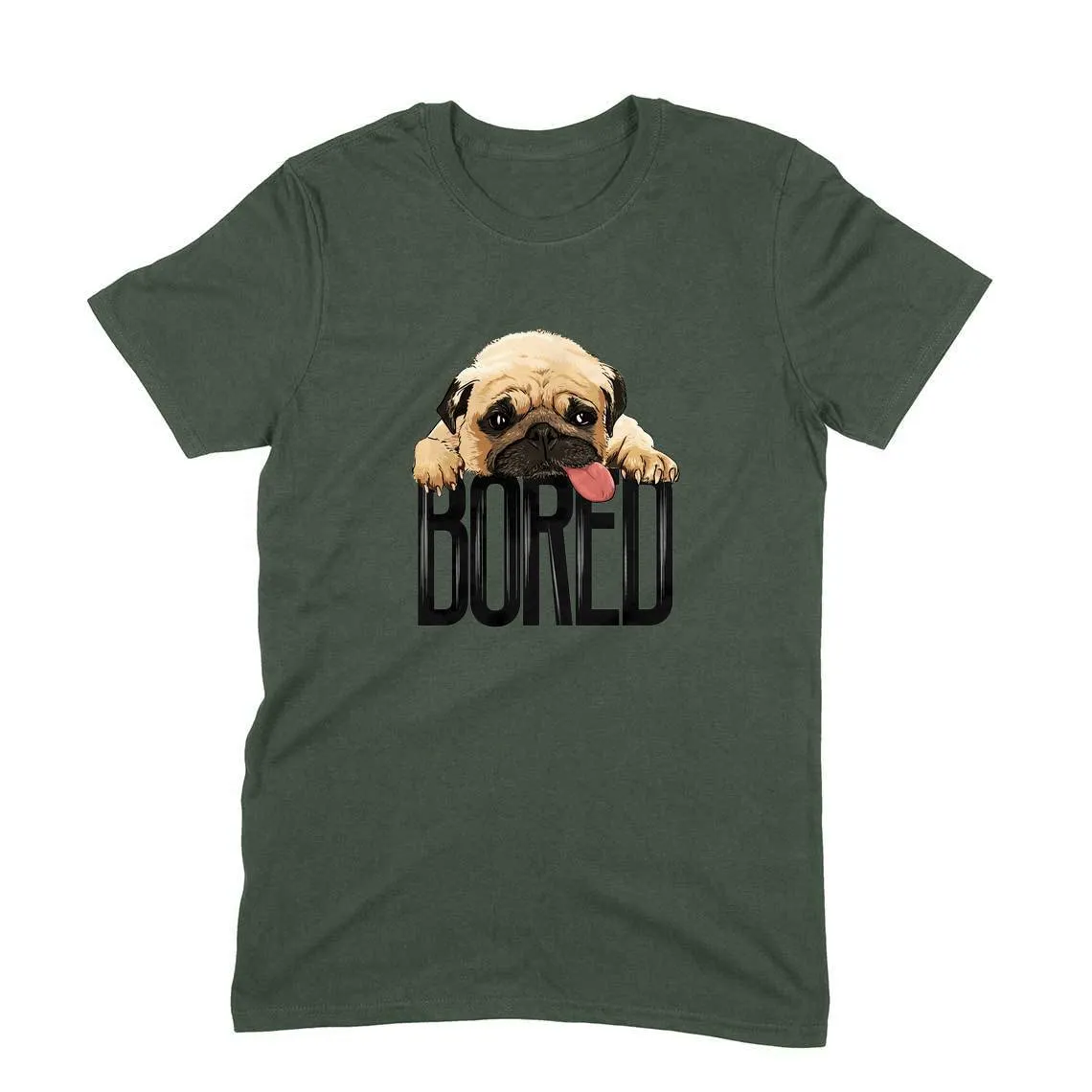 Round Neck T-Shirt (Men) - Bored Pug Baby (10 Colours)