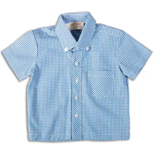 Royal Blue Gingham Short Sleeve Polo Shirt