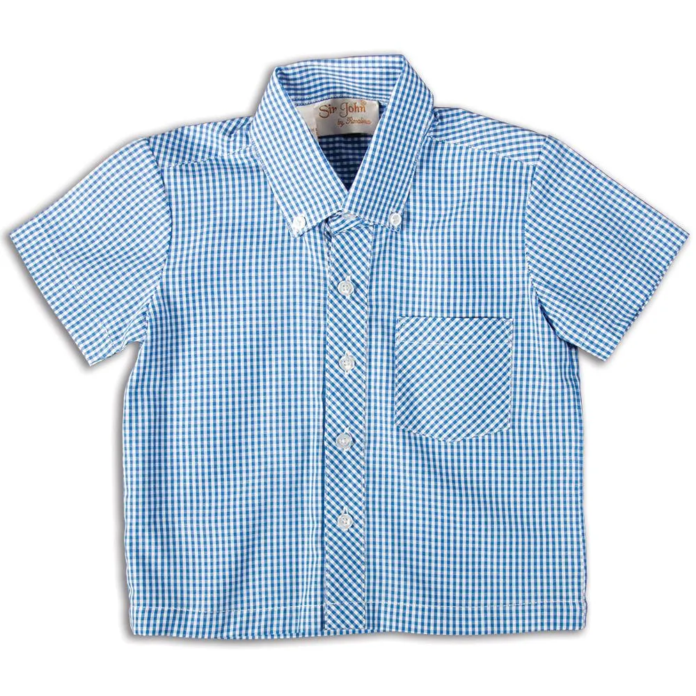 Royal Blue Gingham Short Sleeve Polo Shirt
