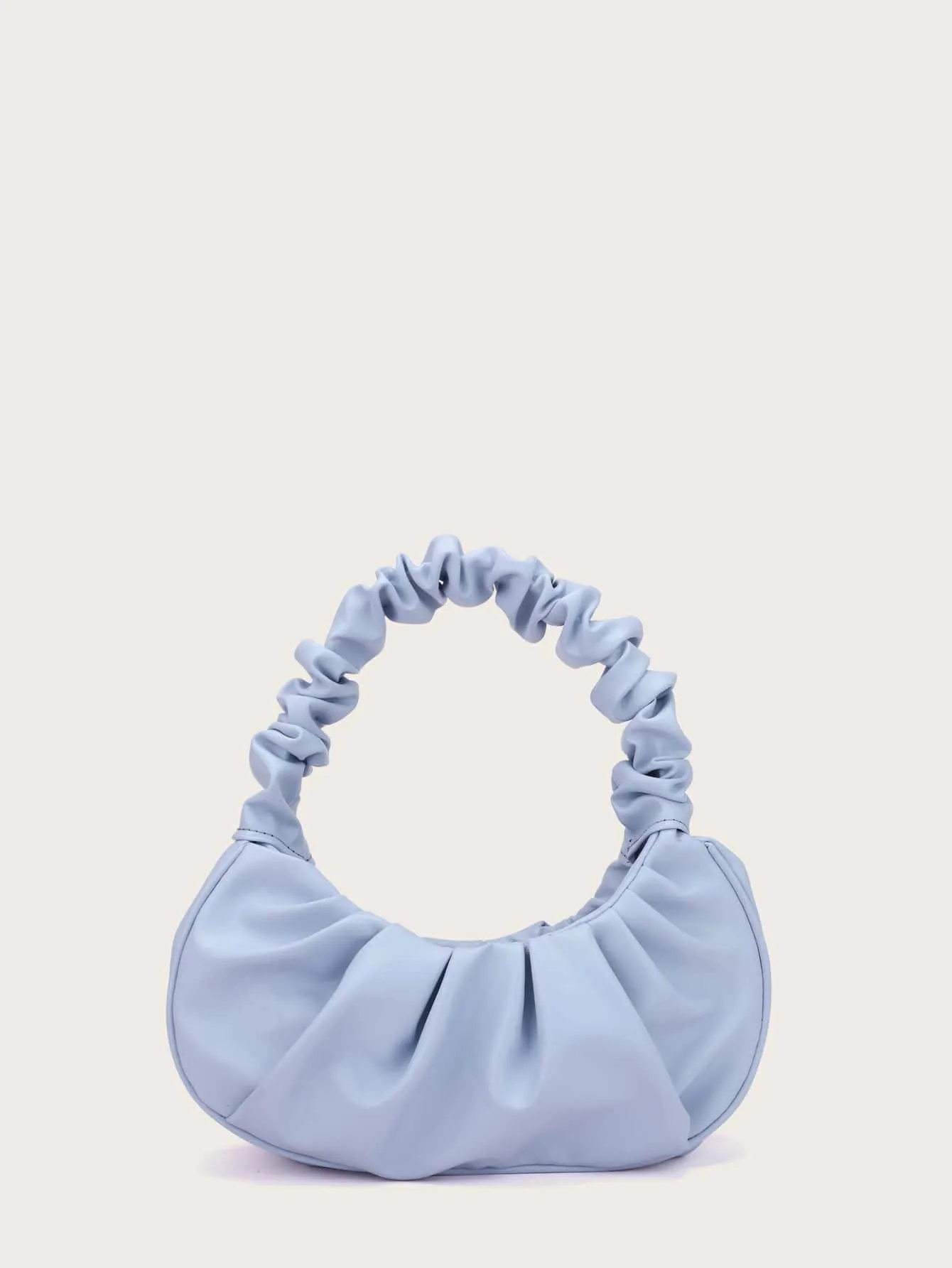 Ruched Baguette Bag -Baby Blue