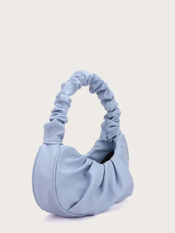 Ruched Baguette Bag -Baby Blue