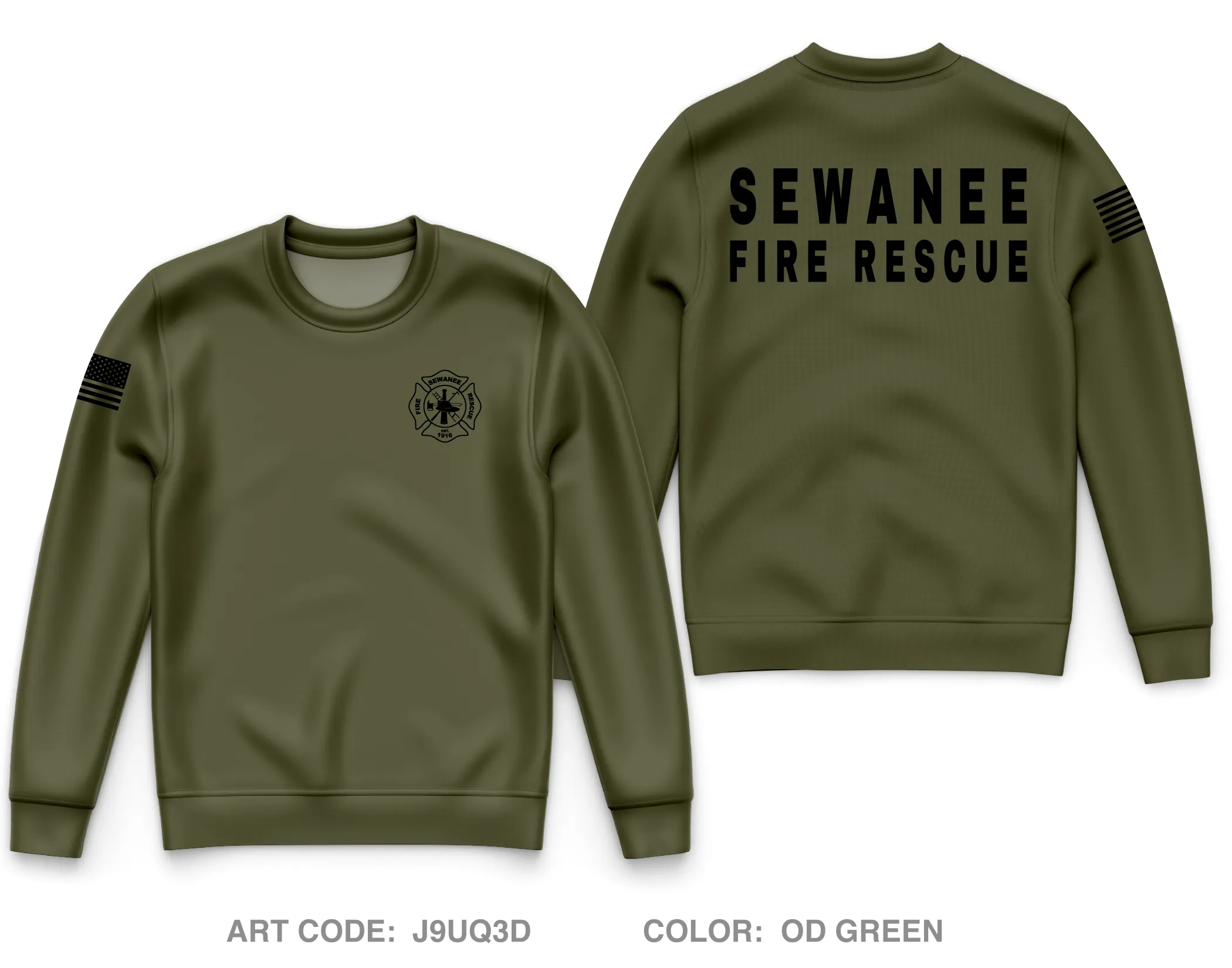 Sewanee Fire Department Core Men's Crewneck Performance Sweatshirt - J9UQ3D