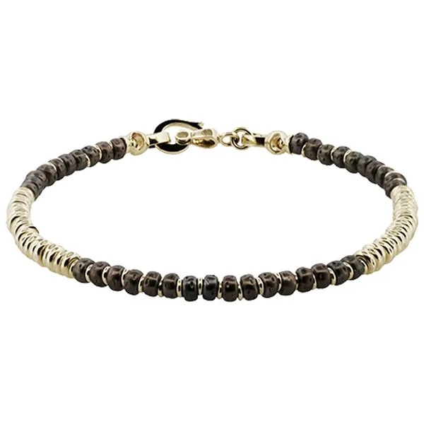 Simon G. Contemporary Two-Tone Men's Hammered Bead Bracelet