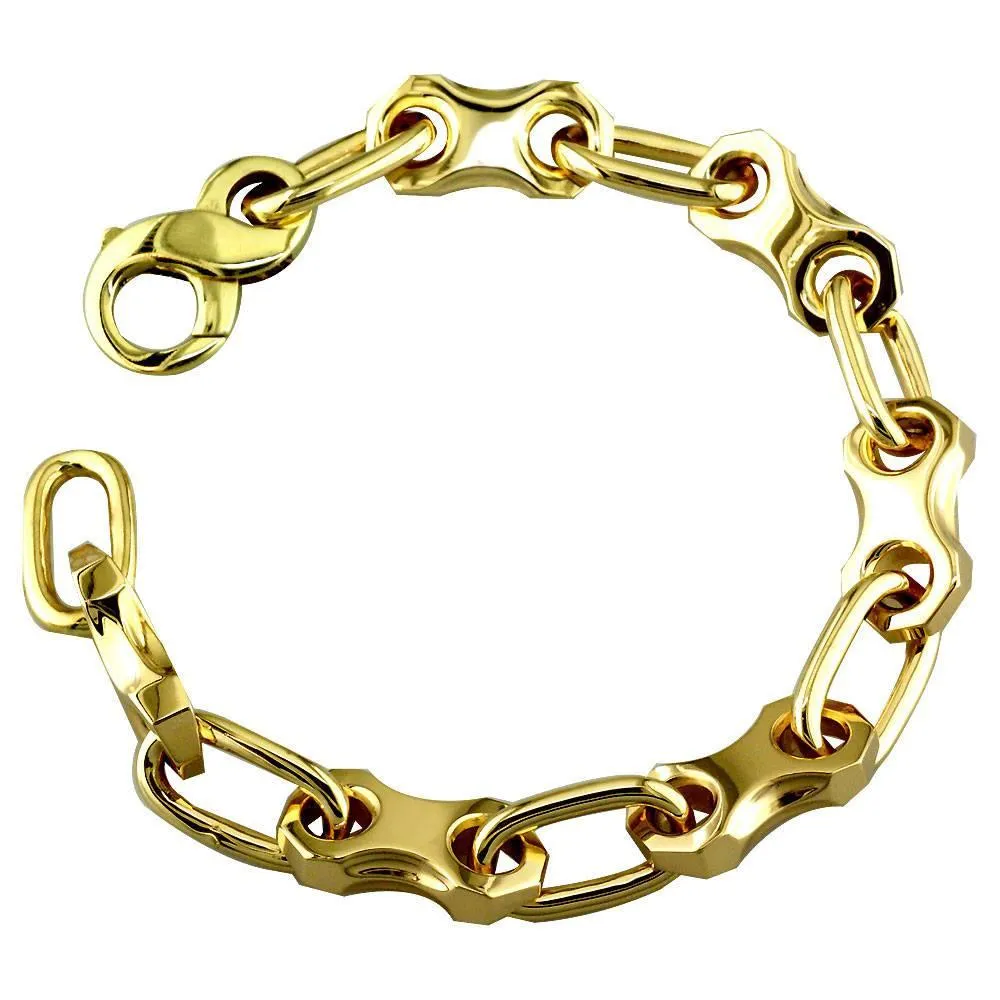 Solid Link and Open Oval Link Bracelet