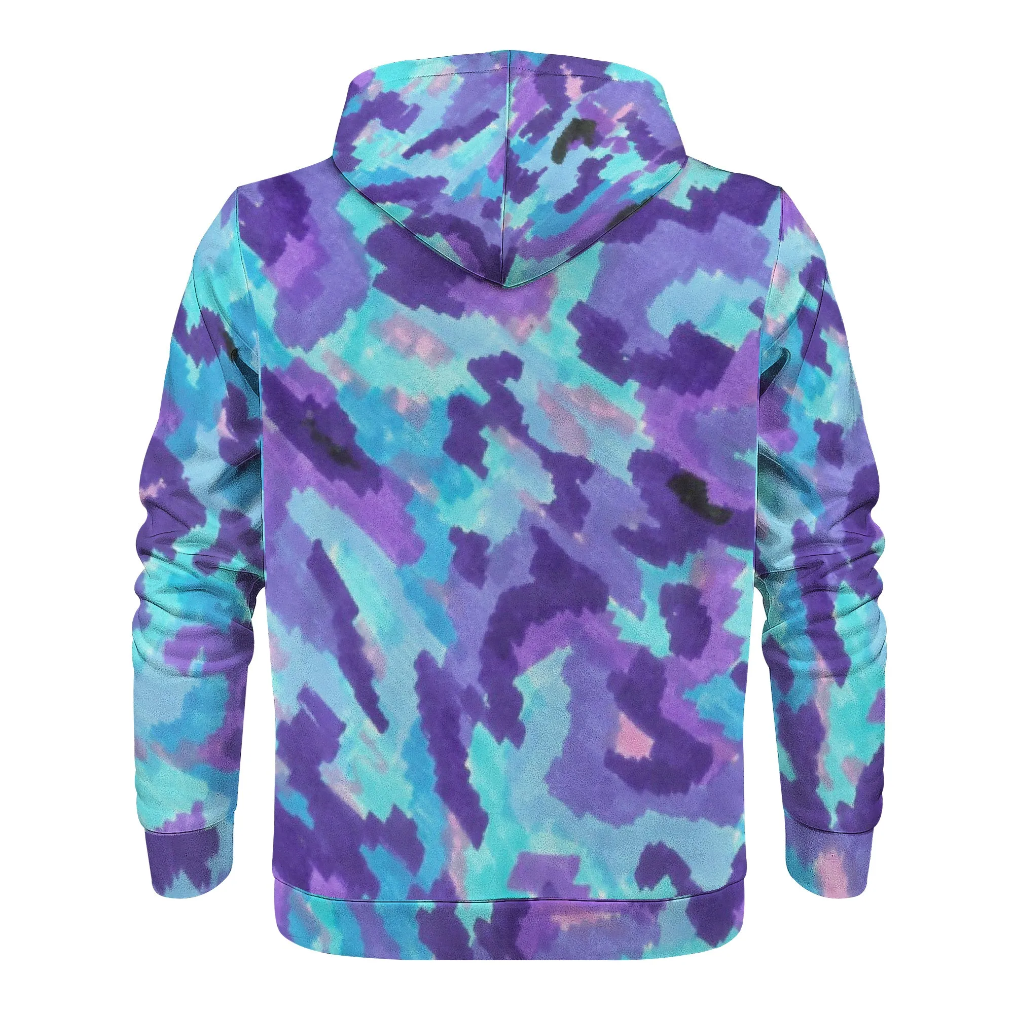 Teal Purple Leopard Camo All Over Print Men /Unisex Premium Hoodie