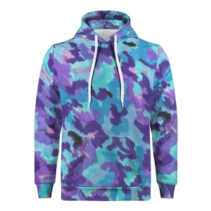 Teal Purple Leopard Camo All Over Print Men /Unisex Premium Hoodie