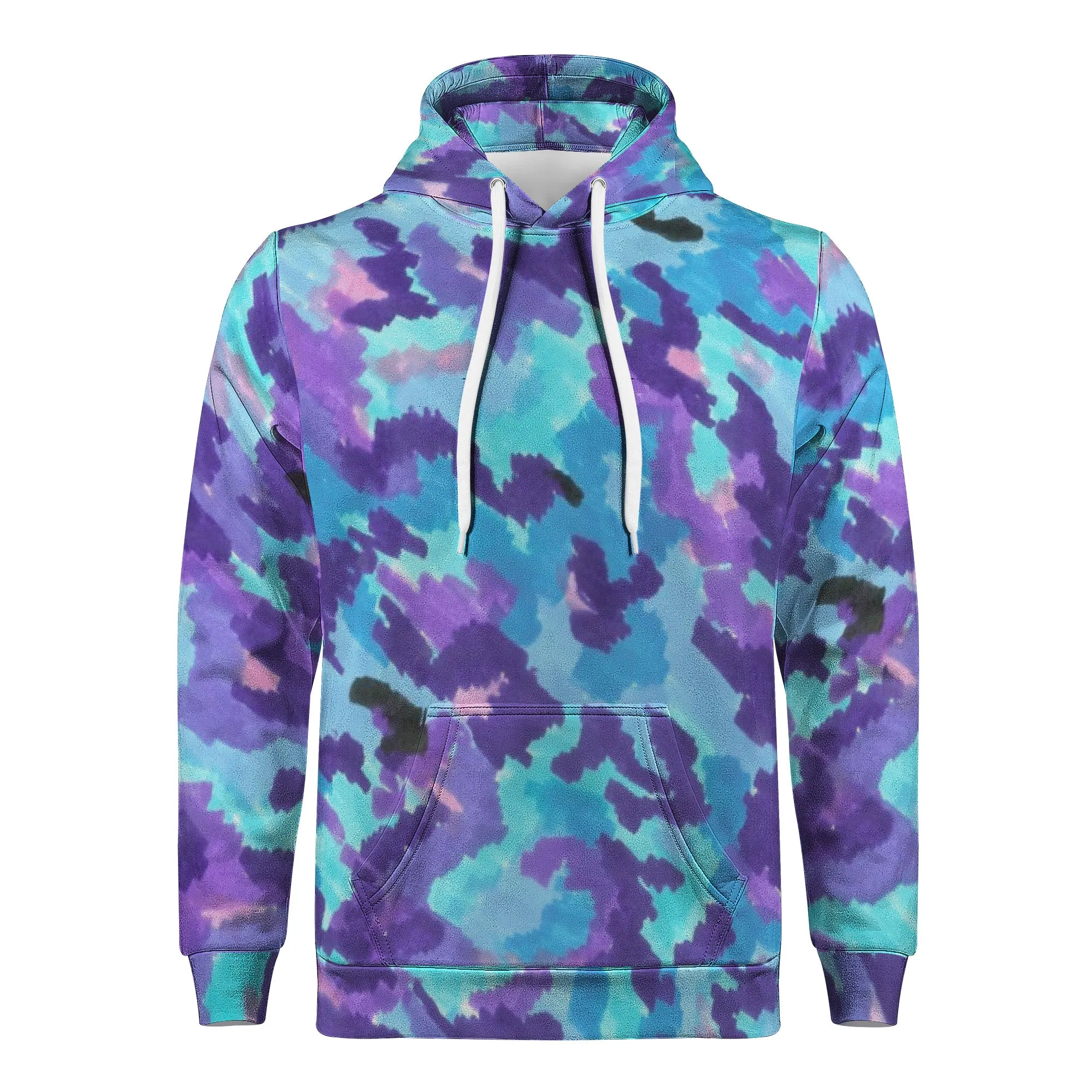 Teal Purple Leopard Camo All Over Print Men /Unisex Premium Hoodie