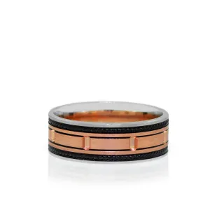 Textured Men's Wedding Band / Ring in 14k Rose Gold and 14K White Gold