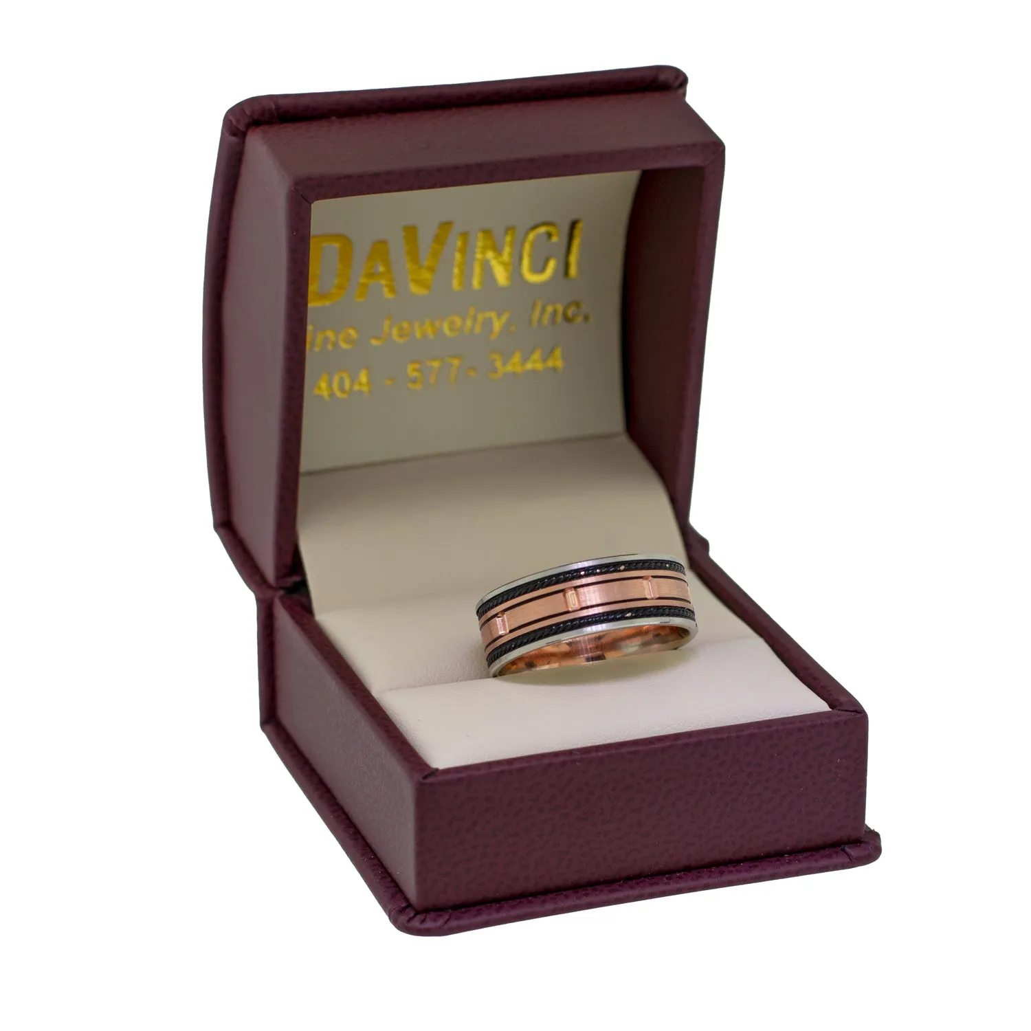 Textured Men's Wedding Band / Ring in 14k Rose Gold and 14K White Gold