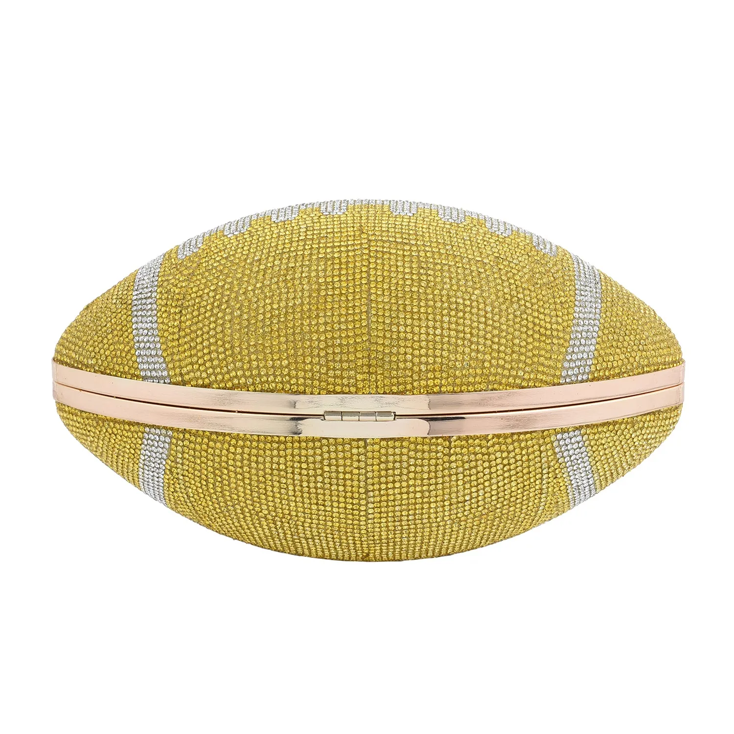 The Perfect SUPER BOWL Game Day Crystal Studded Football Clutch Bag (Yellow)