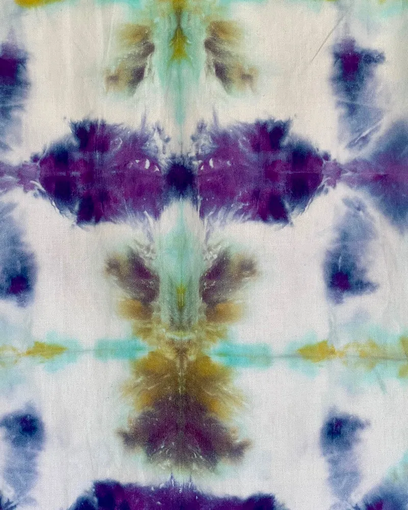 Tie Dye Short Sleeve Men's Button Down - Mardi Gras Shibori - 2XL