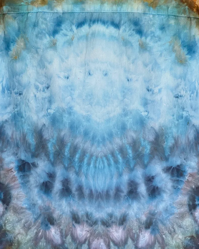 Tie Dye Short Sleeve Men's Button Down Shirt - Large