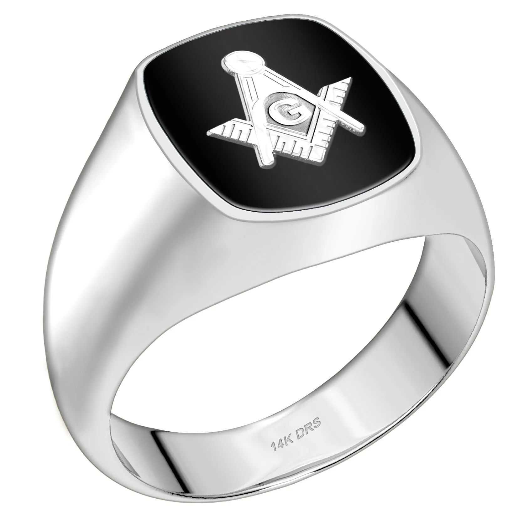 US Jewels Masonic Customizable Men's 925 Sterling Silver With 10k or 14k Yellow Gold Masonic Rings