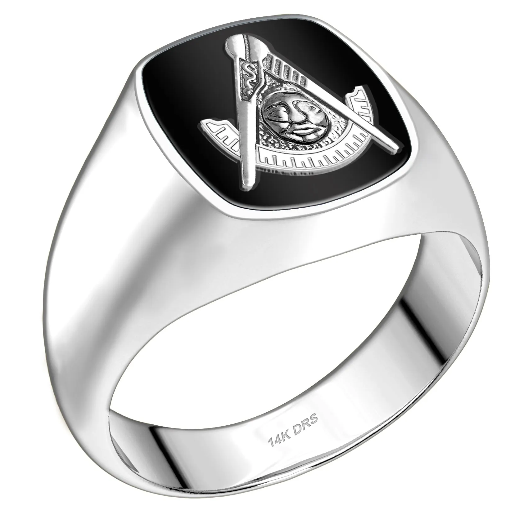 US Jewels Masonic Customizable Men's 925 Sterling Silver With 10k or 14k Yellow Gold Masonic Rings