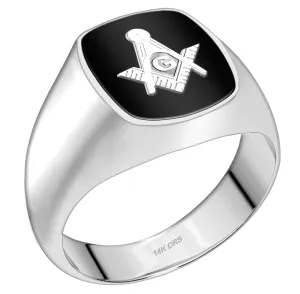 US Jewels Masonic Customizable Men's 925 Sterling Silver With 10k or 14k Yellow Gold Masonic Rings