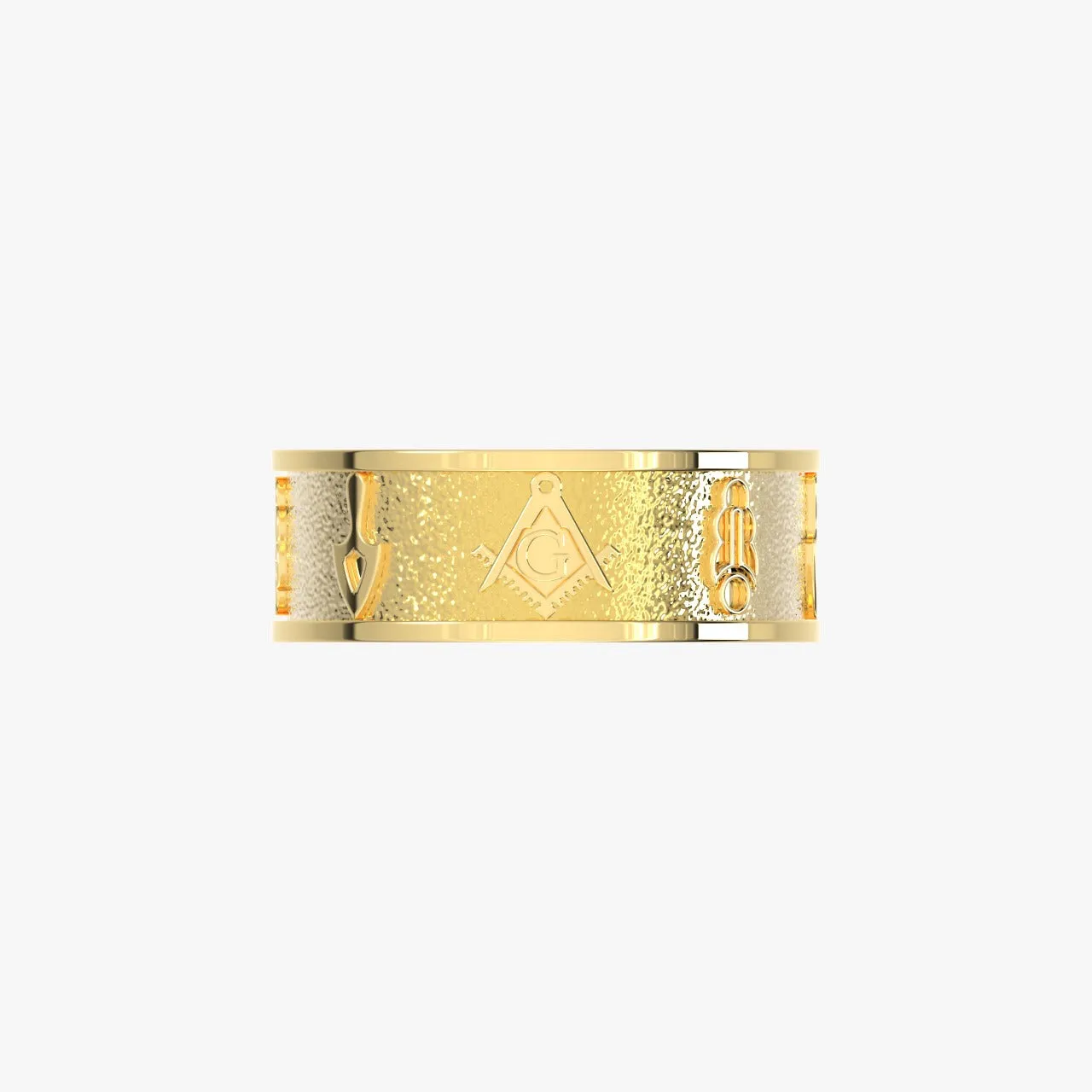 US Jewels Men's Solid Back 10k, 14k, 18k Gold Master Mason Masonic Band Ring
